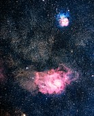 Optical image of the Lagoon and Trifid nebulae