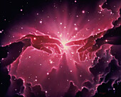 Conceptual artwork of a star birth in a nebula
