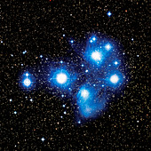 Optical image of the Pleiades star cluste