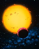 Artwork depicting the planet 51 Pegasi B & its sun