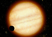 Artwork of a brown dwarf and orbiting planet