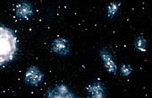 Artist's impression of nearby clusters of galaxies