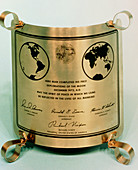 Commemorative plate left on Moon by Apollo 17