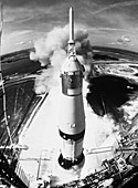 Launch of Apollo 11 mission on a Saturn V rocket