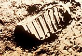 Footprint of Armstrong's first step on the Moon