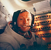 Neil Armstrong inside Apollo 11 lunar module