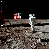 Apollo 11 astronaut Buzz Aldrin walking on moon