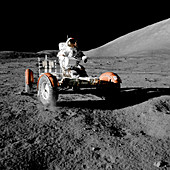 Eugene Cernan on Lunar Rover,Apollo 17
