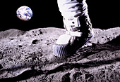 Mock-up of an astronaut's foot on the moon
