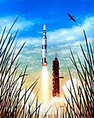 Artist's impression of the launch of Skylab