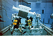 Shuttle crew training in a buoyancy tank