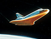 Artist impression of shuttle during re-entry