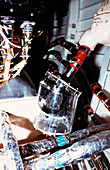 Prototype air/water filter on test,Shuttle STS-40