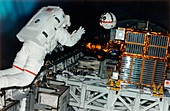 Astronaut releases the AERCam Sprint camera