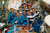 Joint portrait of the shuttle and Mir crews