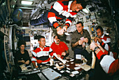 ISS astronauts eating