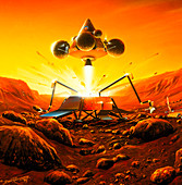 Artwork of Mars Sample Return mission leaving Mars
