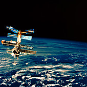 Russian space station Mir in orbit over Earth