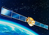 Artwork of the Telecom 1A communications satellite