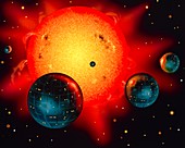 Artwork of Dyson sphere orbiting a star