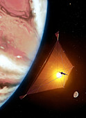 Solar sail spaceship by Jupiter