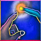 Artwork of a human and alien finger touching