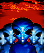 Computer artwork of aliens or extraterrestrials