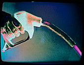 False-colour image of the nozzle of a petrol pump