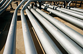 Steel pipes attached to an oil refinery