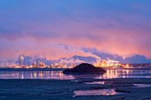 Oil refinery at night