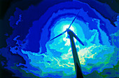 Computer graphic image of a wind turbine