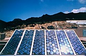 Panel of solar cells at power station,Corsica