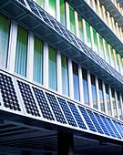 Solar panels integrated into face of building