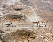 Aerial view of the Nevada atomic bomb test site