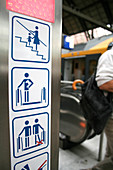 Escalator safety signs