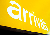 Airport arrivals sign