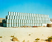 Drums of nuclear waste being stored above ground