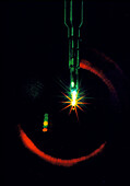 Laser-initiated fusion reaction in test chamber