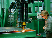 Industrial carbon dioxide laser cutting metal