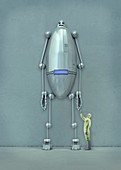 Android robot with a technician
