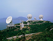 Large Intelsat radio dishes,Hong Kong