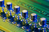 View of transistors welded to a circuit board