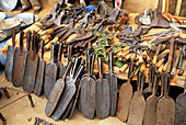 Agricultural tools at a market