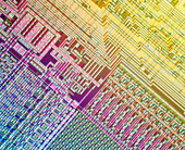 Surface of integrated circuit: light micrograph