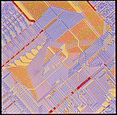Coloured light micrograph of a computer c