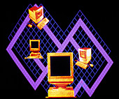 Computer graphics of basic computer network