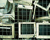 Piles of discarded,redundant computer hardware