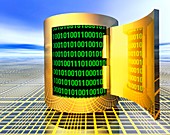 Abstract computer artwork of computer data storage