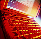 View of a laptop computer keyboard and screen