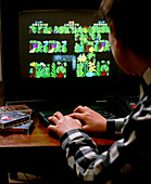 Boy playing video games